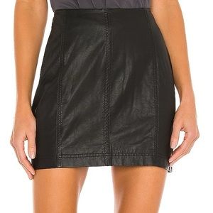 Free People Modern Femme Black Faux Leather Mini Skirt Size 6